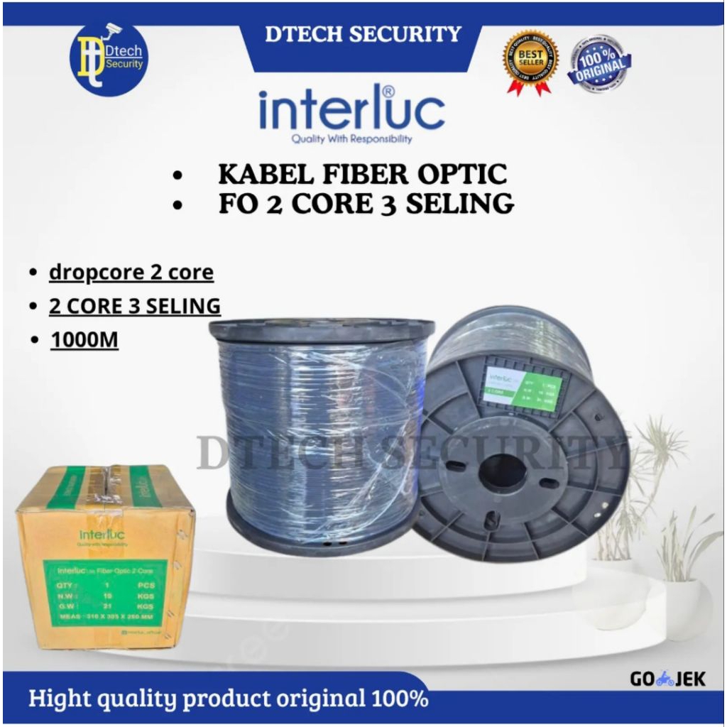 INTERLUCK Kabel Fiber Optik 2 Core 3 Seling Dropcore Kabel Fo 2 Core 3 Seling