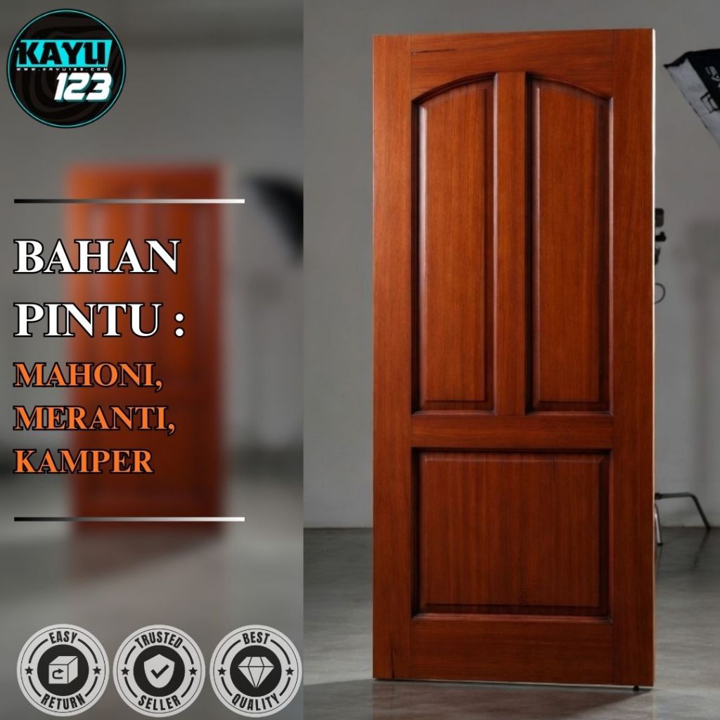 Daun Pintu Solid Non Finishing Kayu Solid Premium Siap Finishing Model 004 - Bisa Custom Ukuran