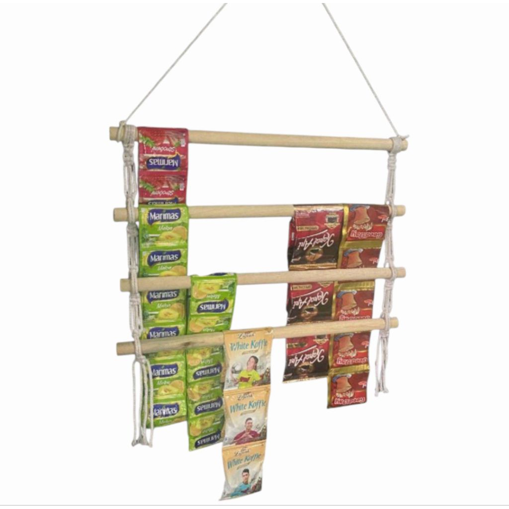 PROMO rack rak gantung kayu estetik multifungsi gantungan kopi snack gantungan handuk hijab multifun