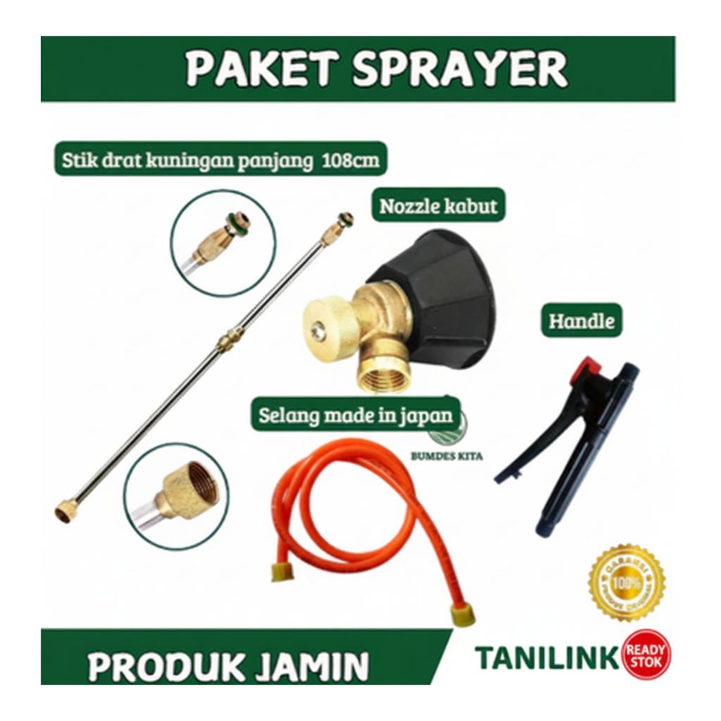 Paket Lengkap Sprayer Elektrik Stik Drat Kuningan + Selang + Handle + Nozzle Sprayer Kabut Siap Paka