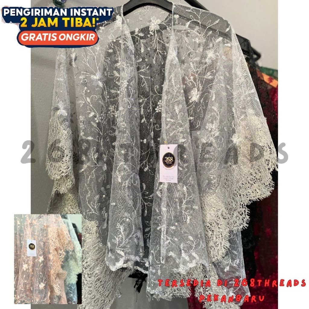 outer brokat mix tile renda top outer kebaya kondangan