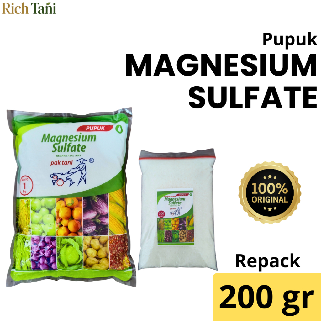 Pupuk Magnesium Sulfate Pak Tani Kemasan Repack 200 gram - Mendukung pembentukan zat hijau daun