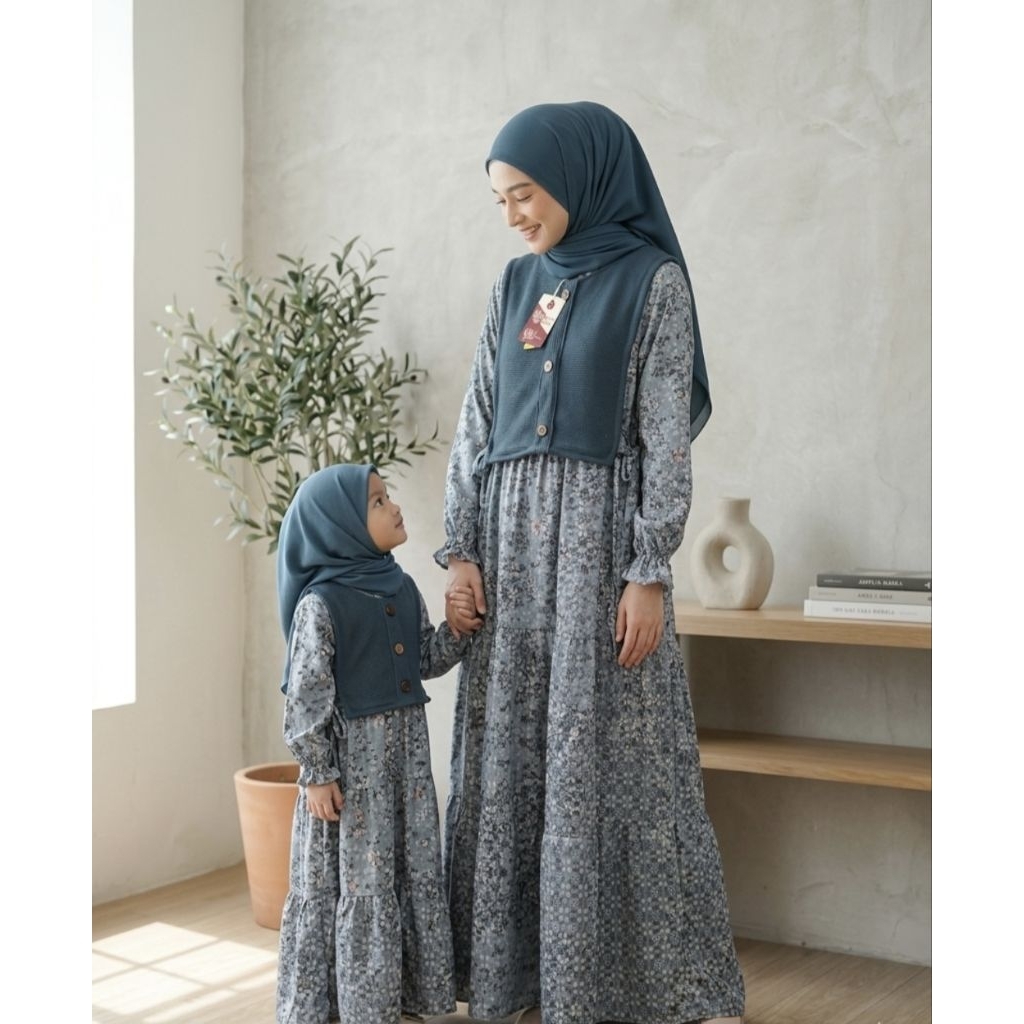 gamis anak perempuan terbaru /dewiiiii gamis ibu dan anak/ gamis bunga/ flower gamis/