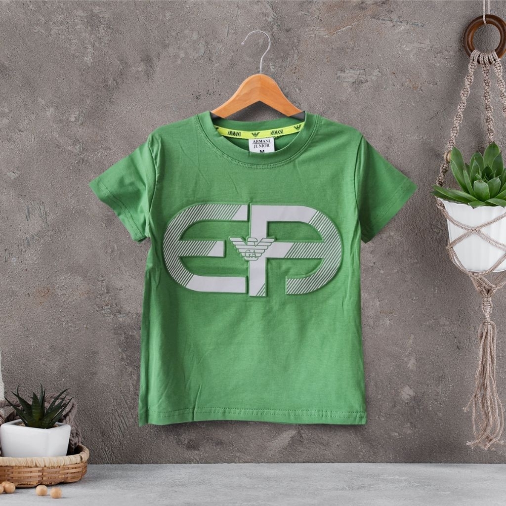 Kaos anak adem bahan halus nyaman arman*i jr green