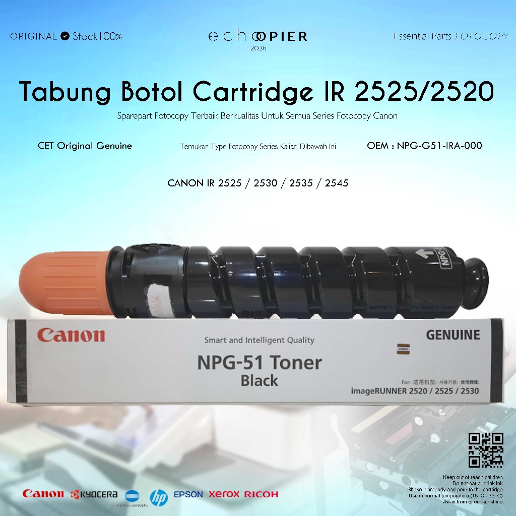Empty Catridge Botol Kosong Canon IR 2525 2530 2535 2545 NPG-51 Japan Original