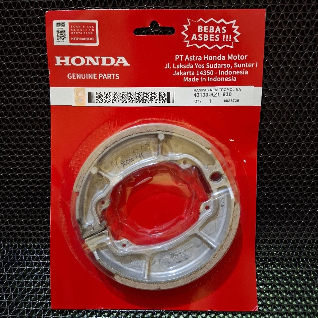 Kampas Rem Belakang Honda Beat fi Vario Spacy KZL AHM ORI