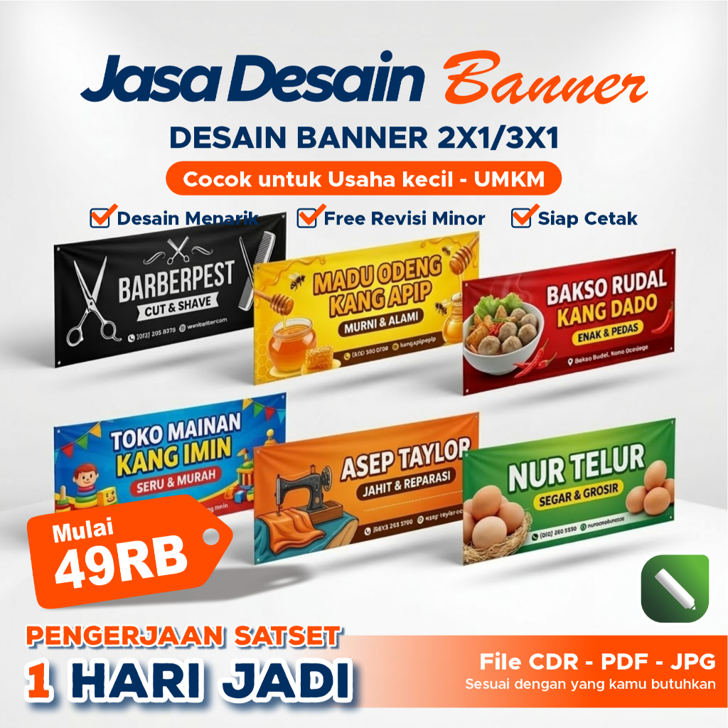 Jasa Desain Banner / Baliho Warung & Toko | Desain Spanduk Promosi Usaha, Toko, UMKM Siap Cetak