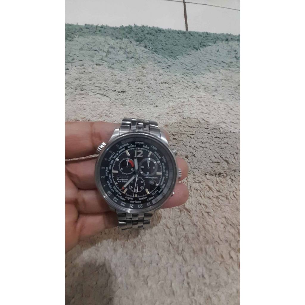 Jam Tangan CITIZEN ECO-DRIVE WORD TIME 100%  ORIGINAL  ( bekas, tanpa kotak )