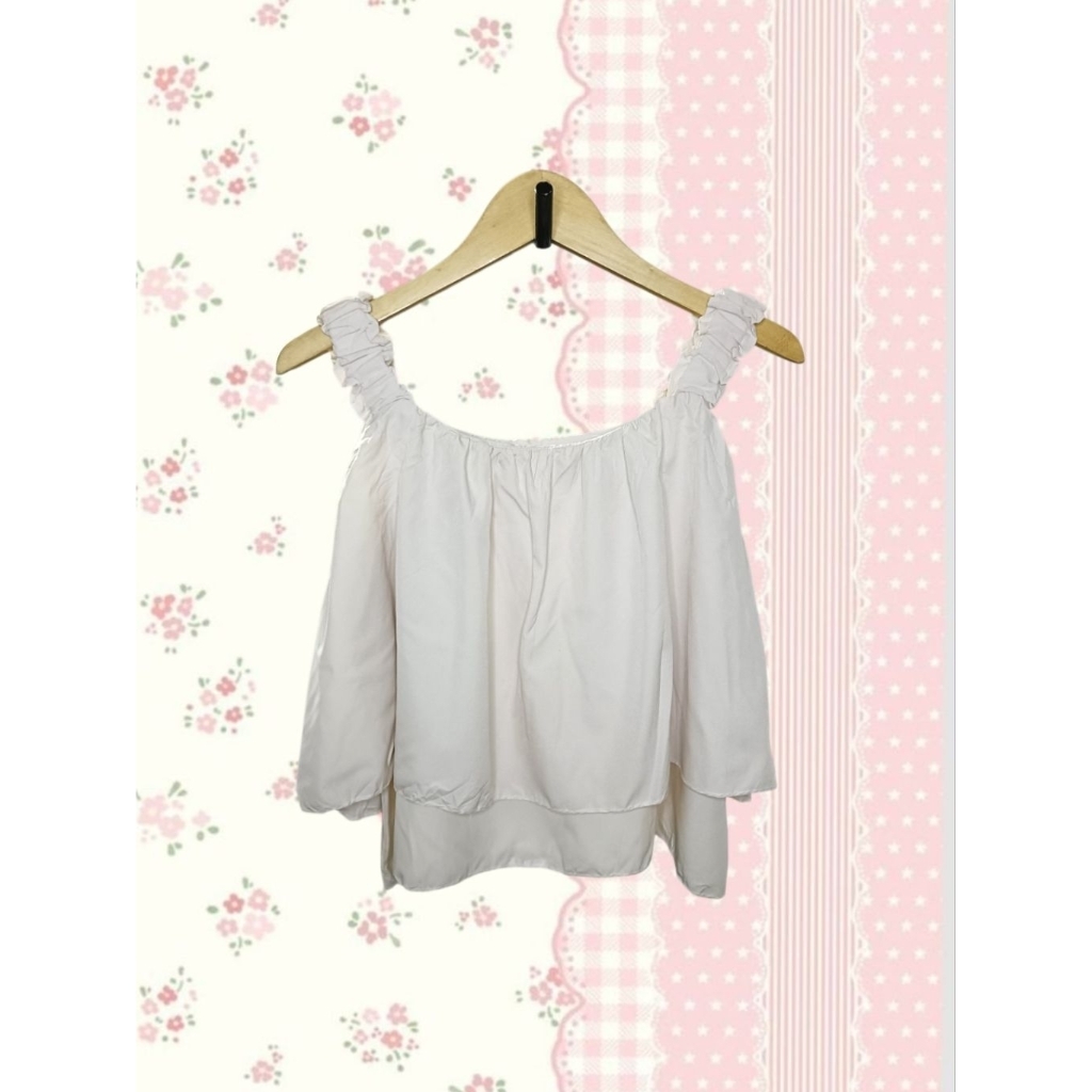 Broken White Kawai Layer Baby Doll Top Korean Look
