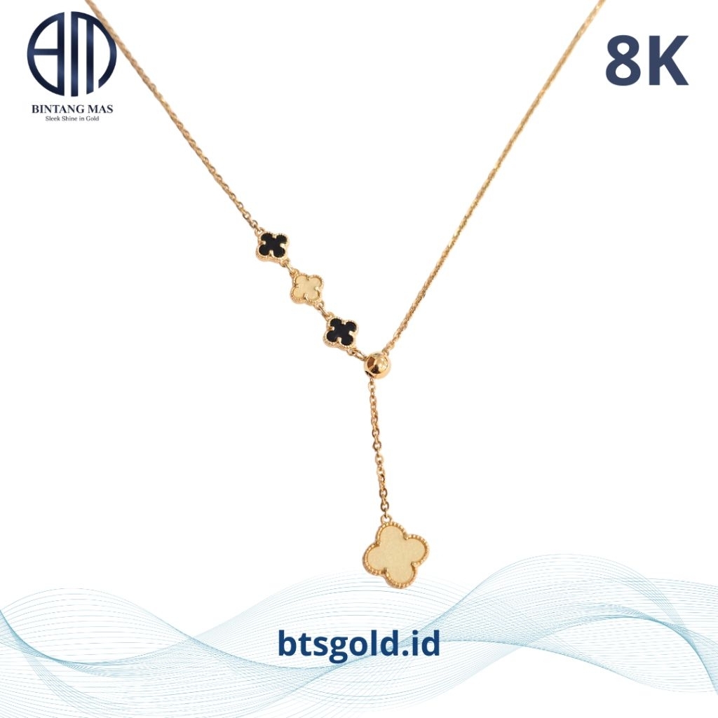 Kalung Emas Serut Variasi Clover | 8K