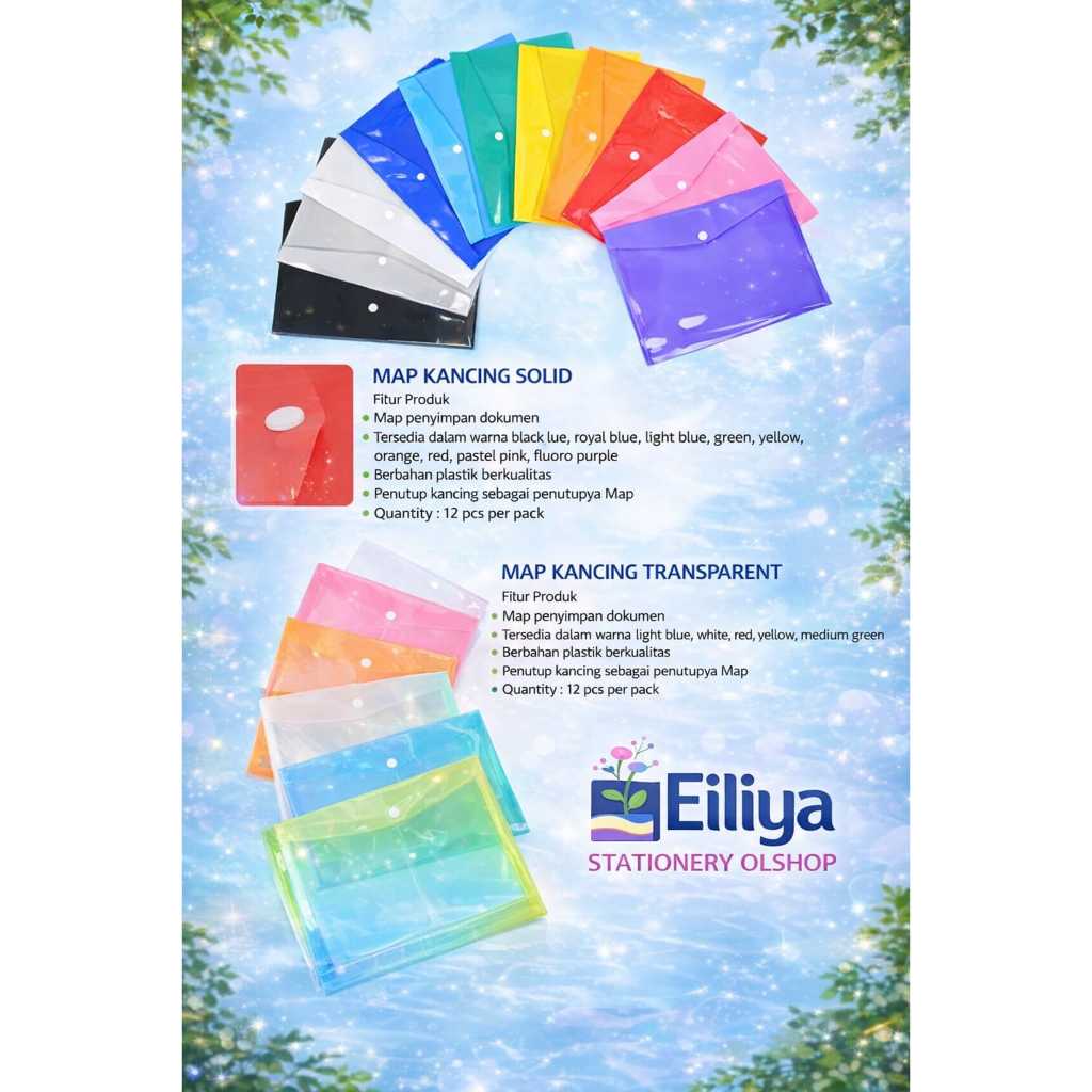 Map plastik kancing folio/f4 /map kancing punggung