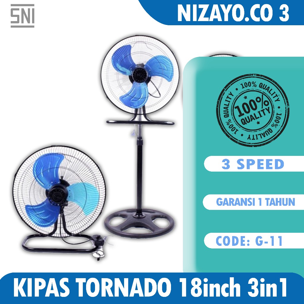 Kipas Angin 18 Inch Tornado YASAKA 3in1 – Stand Fan / Wall Fan / Desk Fan