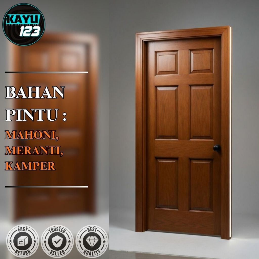 Daun Pintu Solid Non Finishing Kayu Solid Premium Siap Finishing Model 010 - Bisa Custom Ukuran