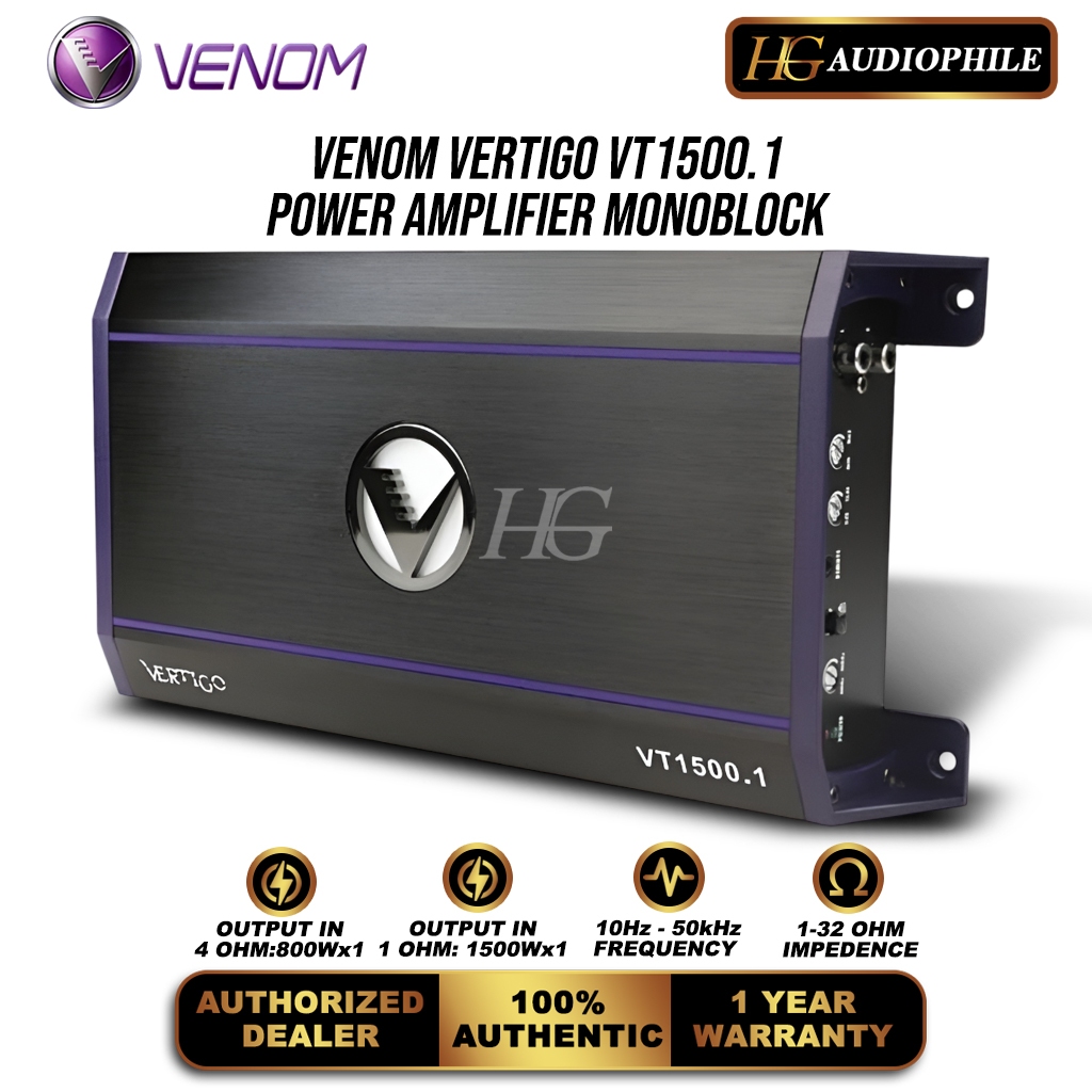 Venom Vertigo VT 1500.1 Power Monoblock Audio Mobil 1500W Class D