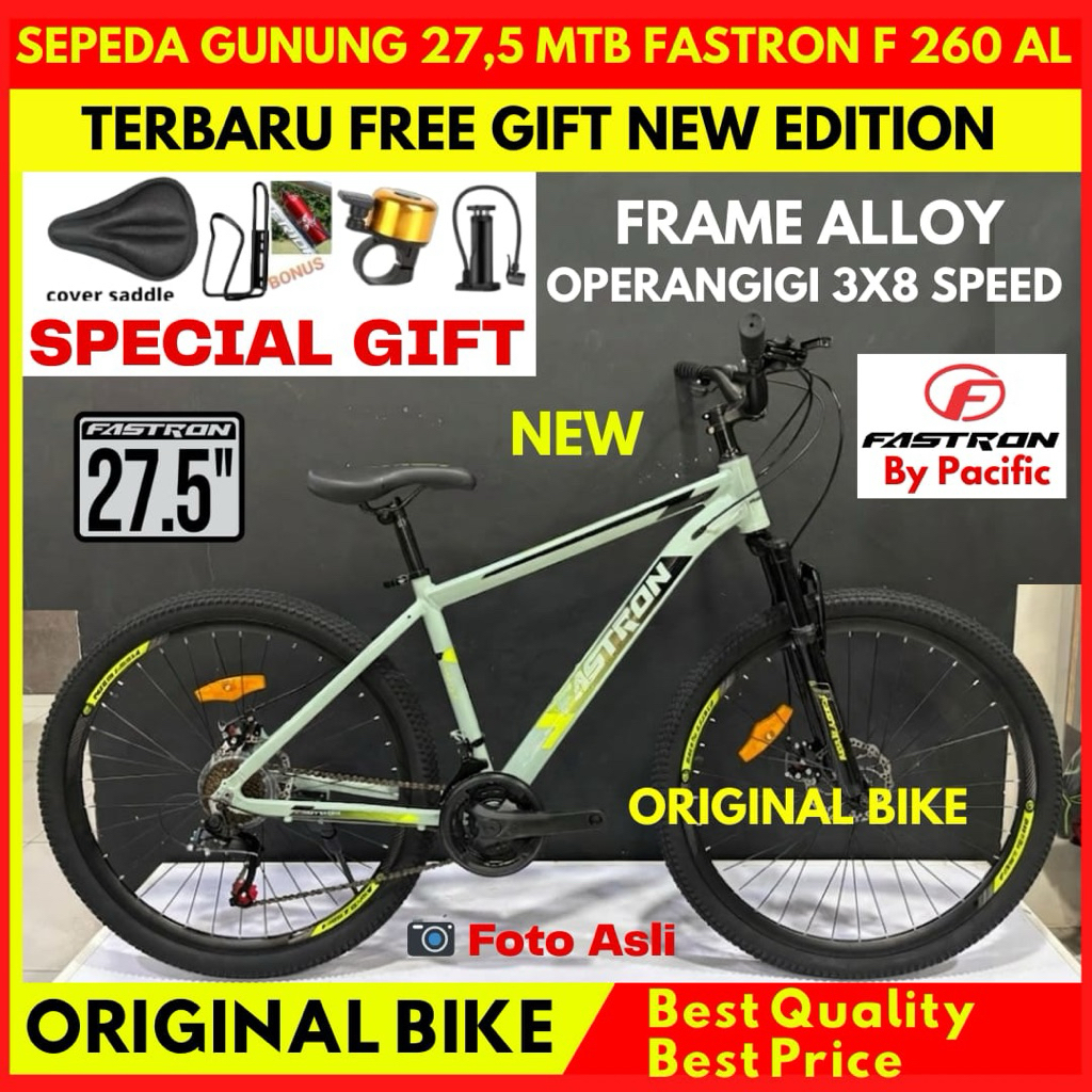 Sepeda Gunung MTB 27,5 Fastron F-260 AL Frame Alloy 3x8 Speed Terbaru