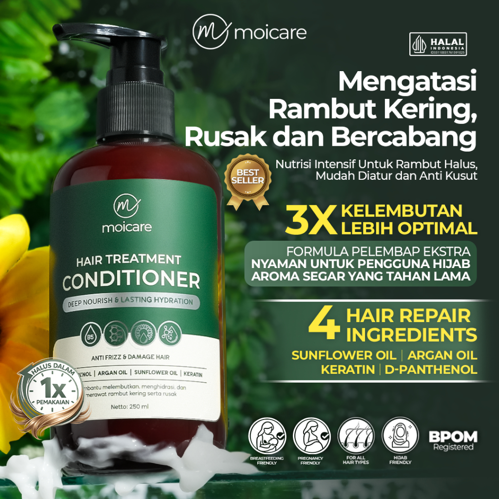 Moicare Hair Treatment Conditioner  250ml I with D-Panthenol Argan Oil Sunflower Oil & Keratin I Mel