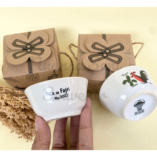 Souvenir Pernikahan Mangkok Sambel Mangkok Keramik Kecil Mangkok Ayam Jago Mini Mangkuk Sablon Kemas