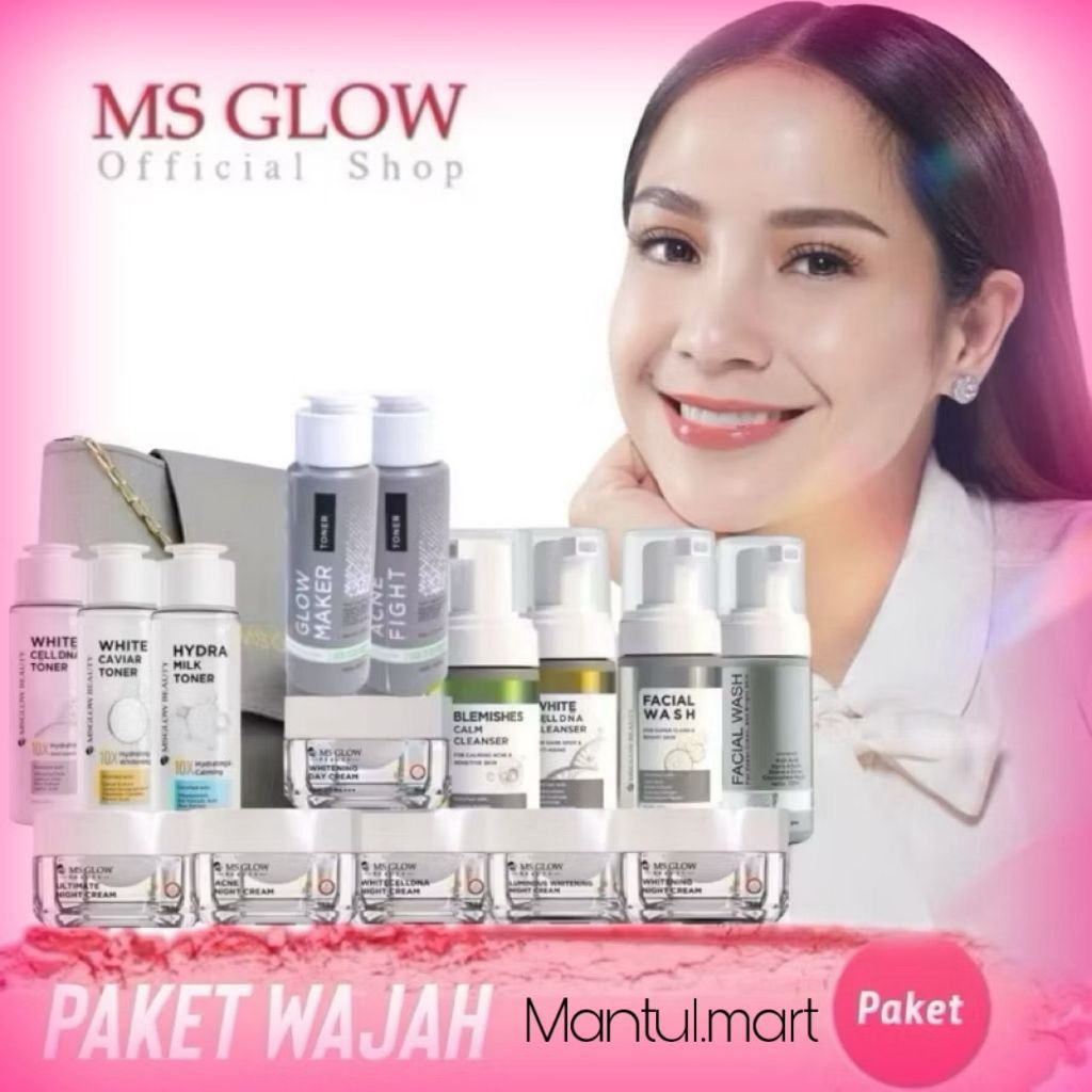 MANTUL MART - PAKET MS GLOW / PAKET WAJAH MS GLOW / NIGHT CREAM / PAKET WHITENING / PAKET ACNE / PAK