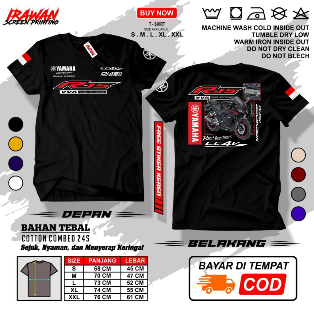 KAOS YAMAHA R15 V3 BLACK 2017