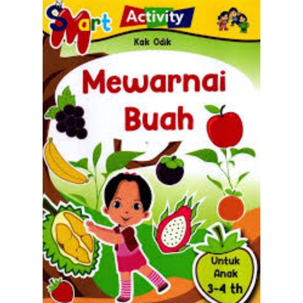 Buku Aktivitas Mewarnai Anak Buah bergambar