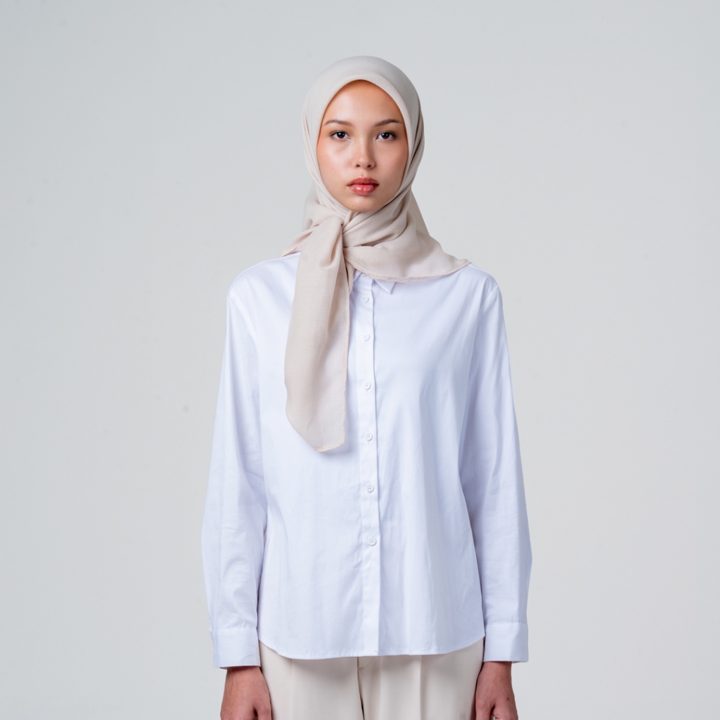 Queensland Voal Square Hijab Segi Empat Polos L03000074Q Ivory