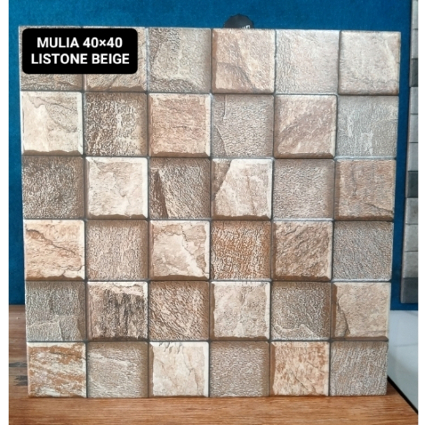 KERAMIK LANTAI CARPORT 40X40 LISTONE BEIGE