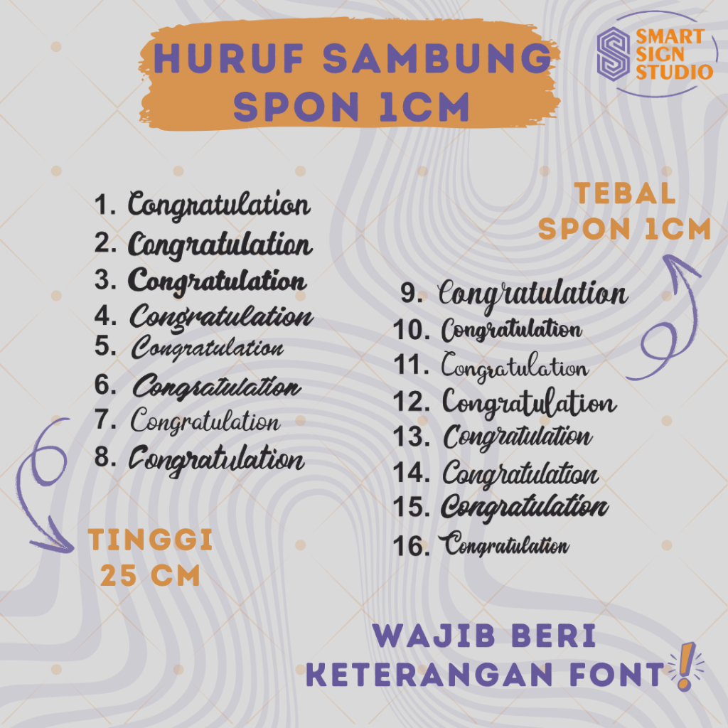 Huruf Sambung Spon Papan Bunga Rustic | Tinggi 25 cm | Tebal Spon 1 cm