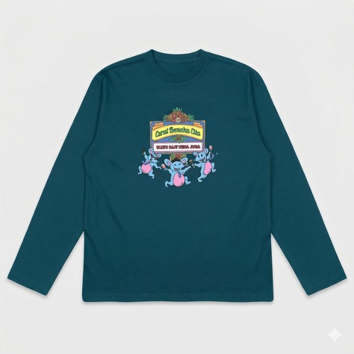 Dagadu T-Shirt Long Sleeve Regular Curut Bersukacita | Kaos Lengan Panjang Pria Wanita | Cotton Comb