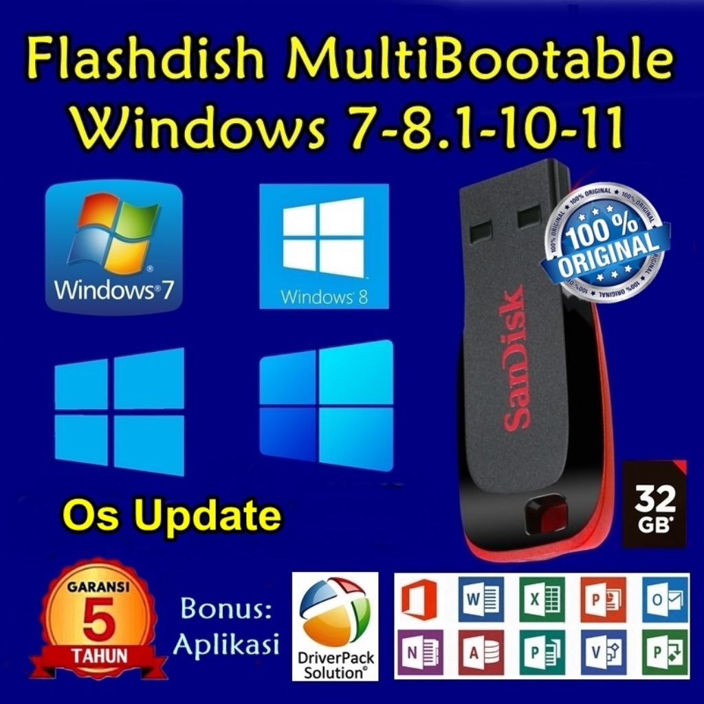 Flashdisk Sandisk 32Gb MultiBootable Windows 7 8.1 10 11