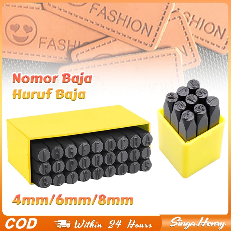 Stempel Cetakan Ketok Angka Nomor Huruf Letter Punch Set Isi Lengkap Baja Karbon Kayu 4mm 6mm 8mm