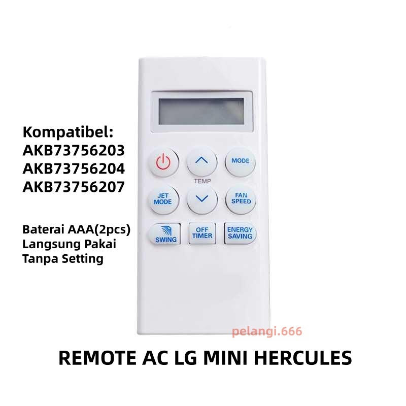 Remote AC Remot Pengganti Untuk AC LG Mini Hercules AKB73756203 AKB73756204 AKB73756207