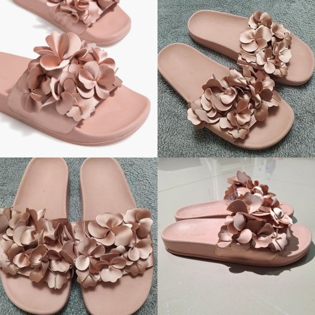 STRADIVARIUS SANDAL SENDAL FLOWER  SOFT PINK ASLI BARU ORIGINAL