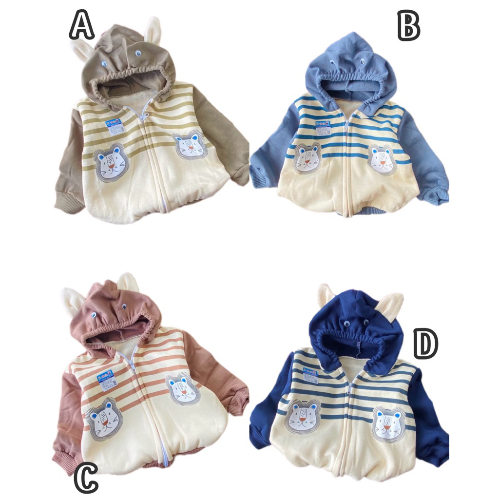 Kardigan anak cewek cowok jaket anak bayi 6 9 12 bulan 1 2 tahun garis navy denim krem hitam biru lu