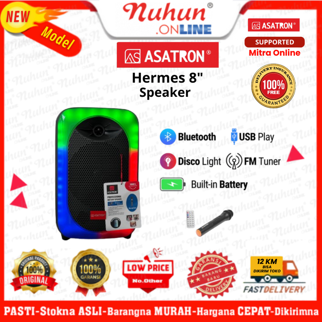 Asatron Speaker Hermes 8 Inch Portable Bluetooth / Karaoke