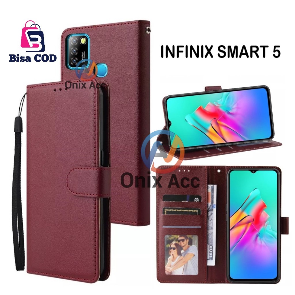 Case Infinix Smart 5 Flip Cover Kulit Dompet Wallet