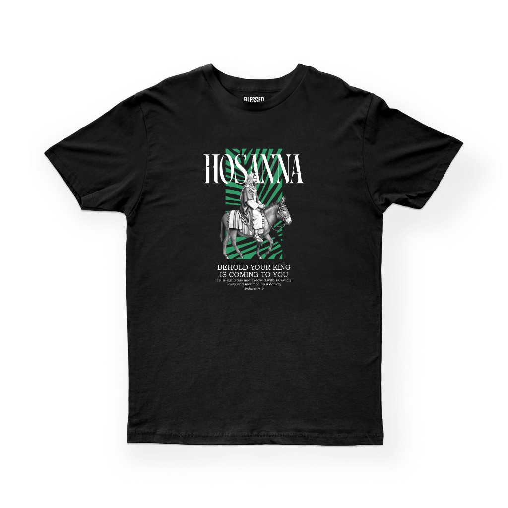 Kaos Rohani Kristen Katolik Pria Wanita | HOSANA 006 | Warna Hitam, Putih | Blessedstore.id