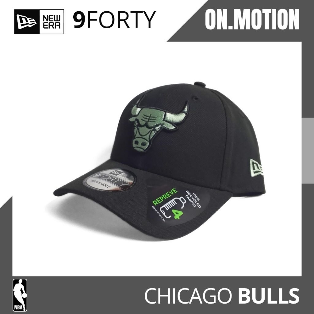 Chicago Bulls 940 Repreve Hitam  NEW ERA Topi Baseball