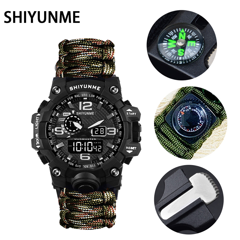 SHIYUNME G Style Jam Tangan Olahraga Militer Pria Tahan Air LED Noctilucent Jam Tangan Digital Luar 