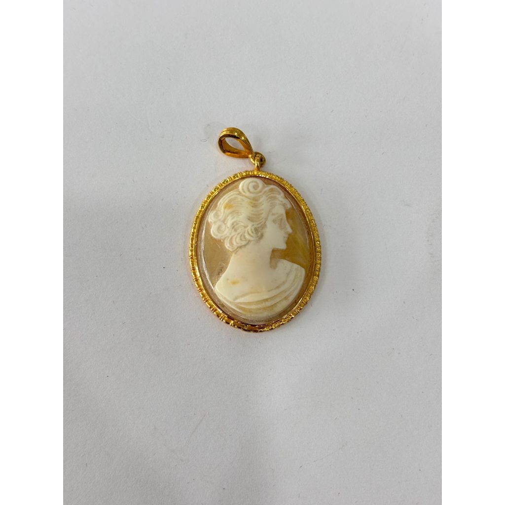 Liontin Batu Camay Medium Antik Emas Asli 90%