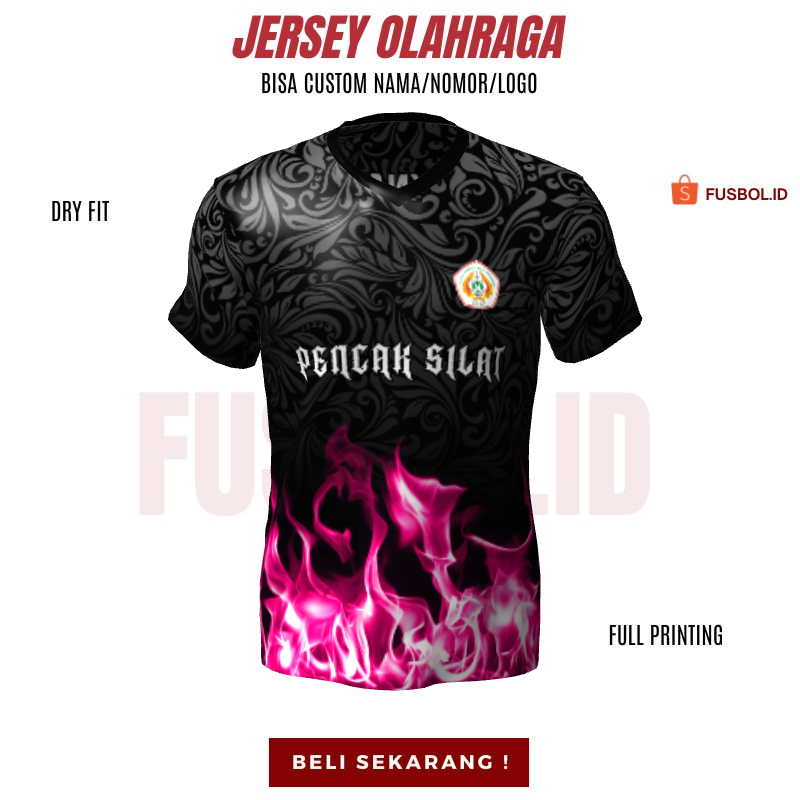 Kaos Jersey Pencak Silat Jersey Beladiri Motif Batik Api 522 Bisa Custom