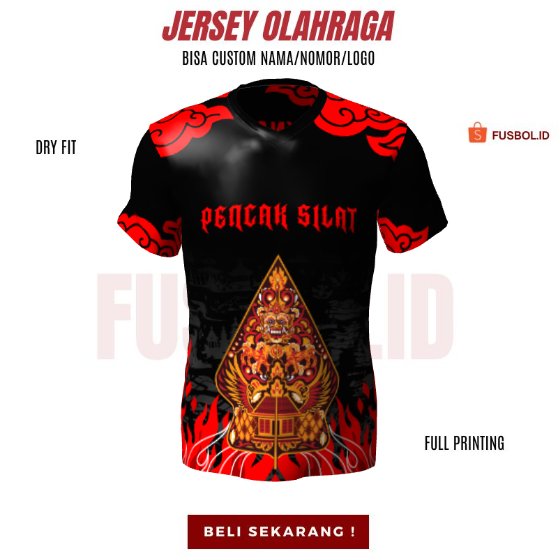 Kaos Jersey Pencak Silat Jersey Beladiri Motif Batik Gunungan Api 519 Bisa Custom
