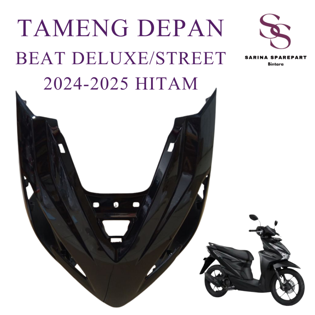 Cover Front Panel Tameng Body Depan Honda Beat Deluxe Beat Street 2024-2025 Gen 2 K1AL Hitam Tenshi