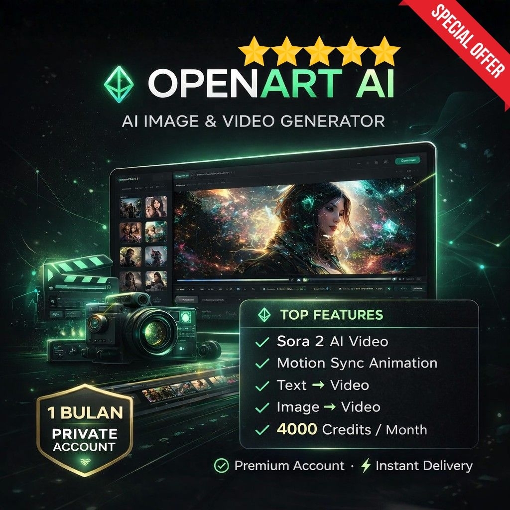 OpenArt AI 1 Bulan Private | AI Video Generator Sora 2 | 4000 Credits | Image to Video