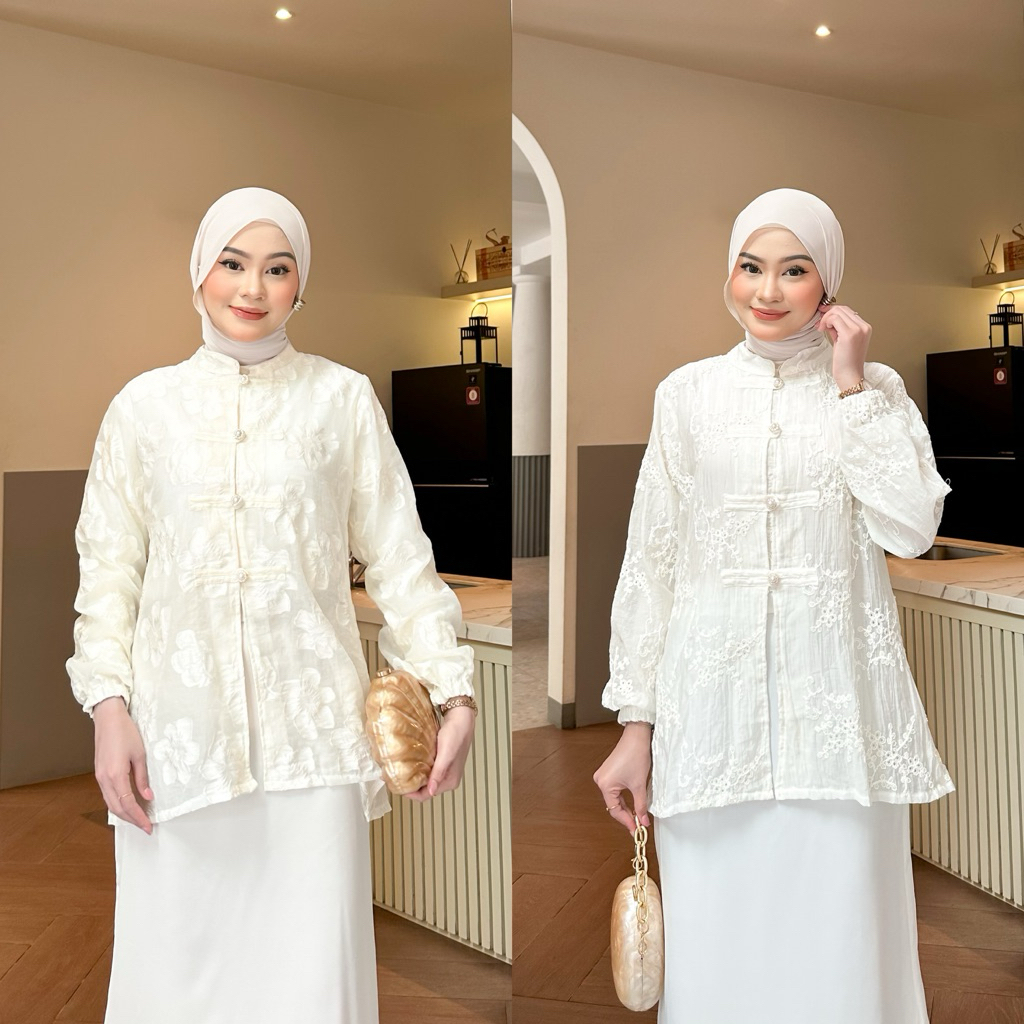 Dezhaf - Giya Blouse Cheongsam / Blouse Cheongsam / Bloue pappersilk