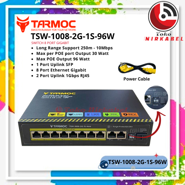 Tarmoc TSW-1008-2G-2S-120W, 8 Port Gigabit POE 802.3af/at POE Switch 120W