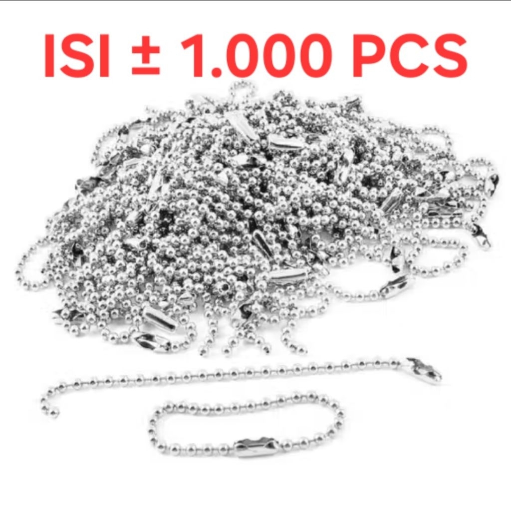 ( ISI ± 1.000 ) RANTAI PELOR BIJI LADA SILVER / RANTAI HANGTAG KUKU