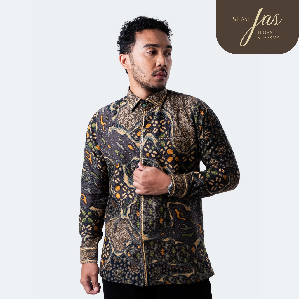 Lano Batik Semi Jas Motif Jahe Gribik | Kemeja Batik Pria Lengan Panjang | PRO