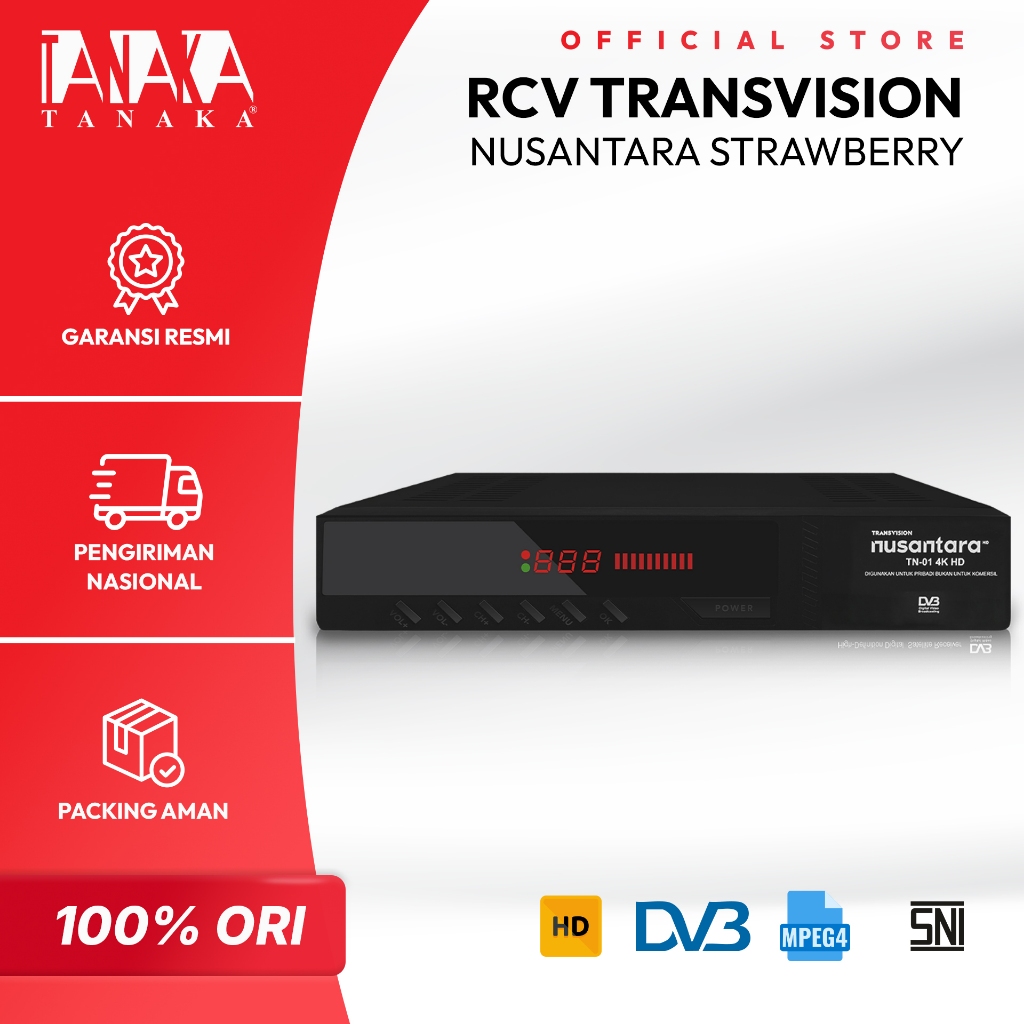 TANAKA RCV Transivision Nusantara HD STRAWBERRY Receiver Set Top Box Type T2 STB Siaran TV Digital G