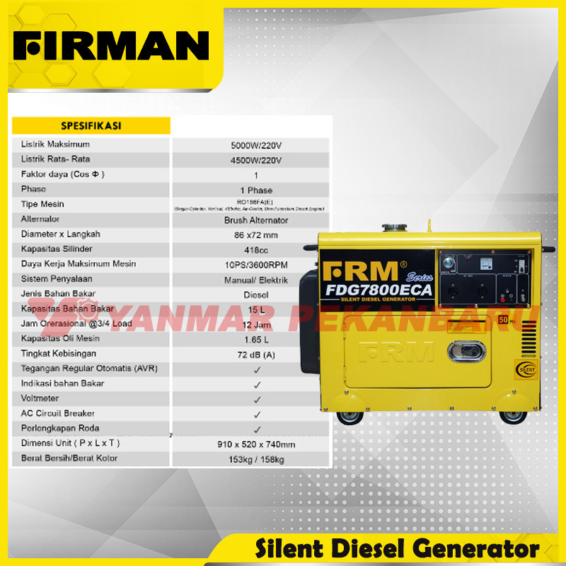 GENSET DIESEL SUPER SILENT FDG 7800 ECA FIRMAN