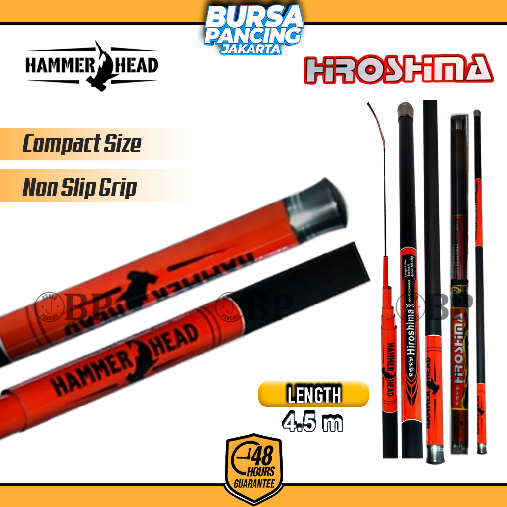 HAMMER HEAD Joran Tegek HIROSHIMA 450cm - 630cm Carbon Action Kaku Tegek Ruas Panjang Cocok Untuk Ba